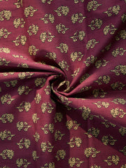 Maroon cotton fabric with floral print