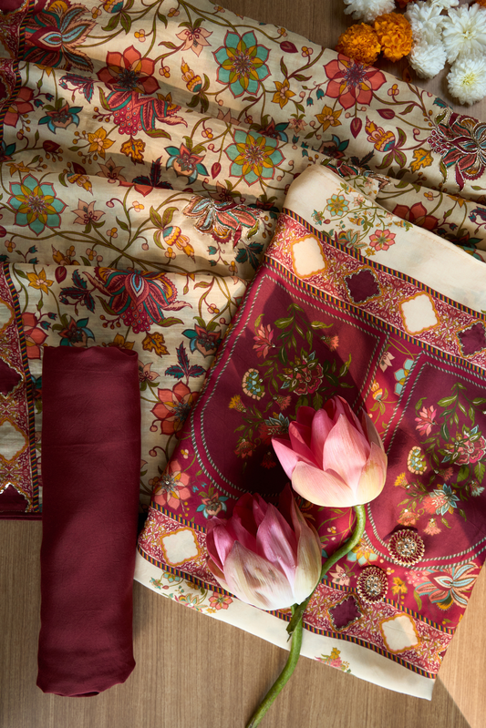 Floral Print unstitched fabric