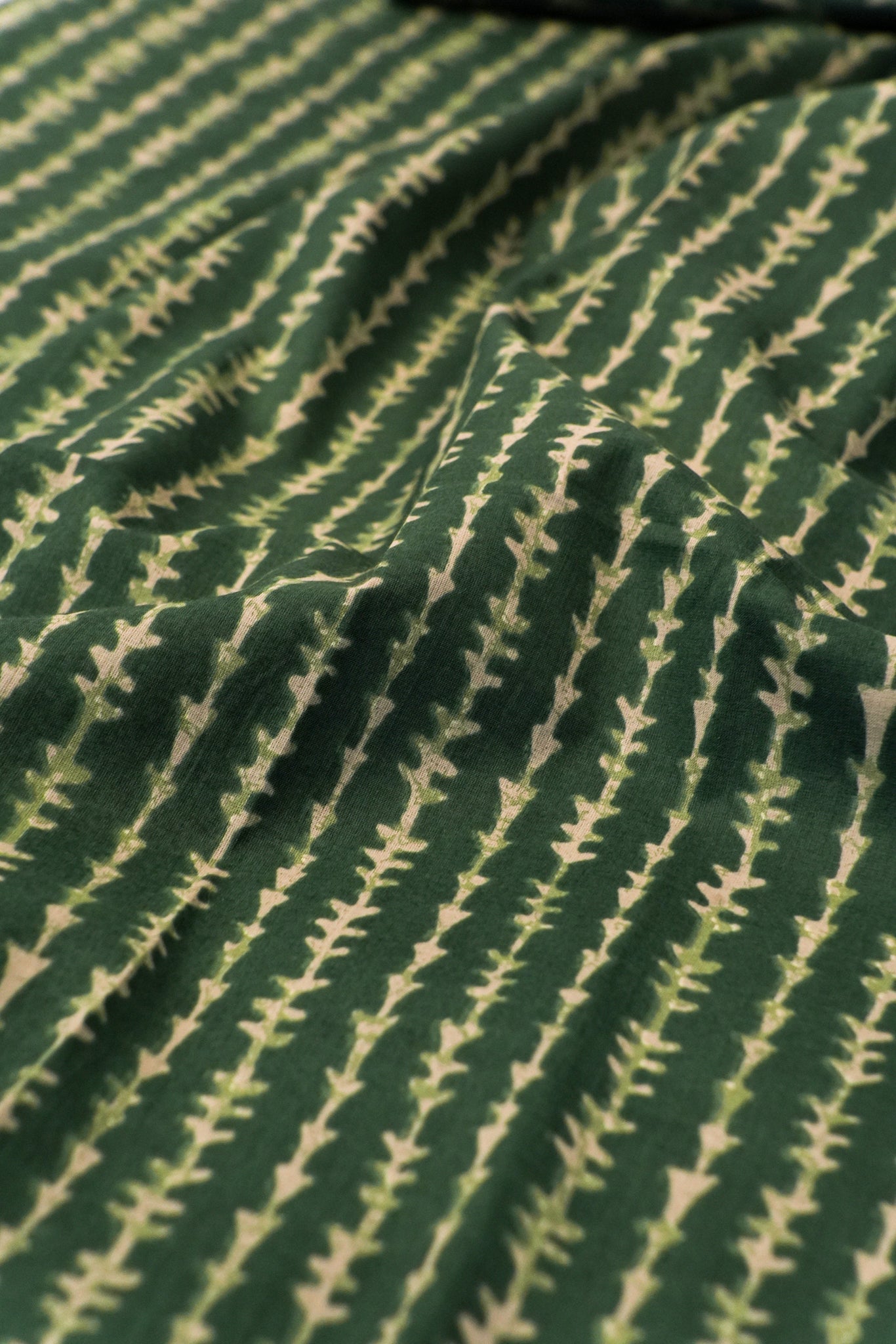 Close-up of green fabric with a subtle pattern