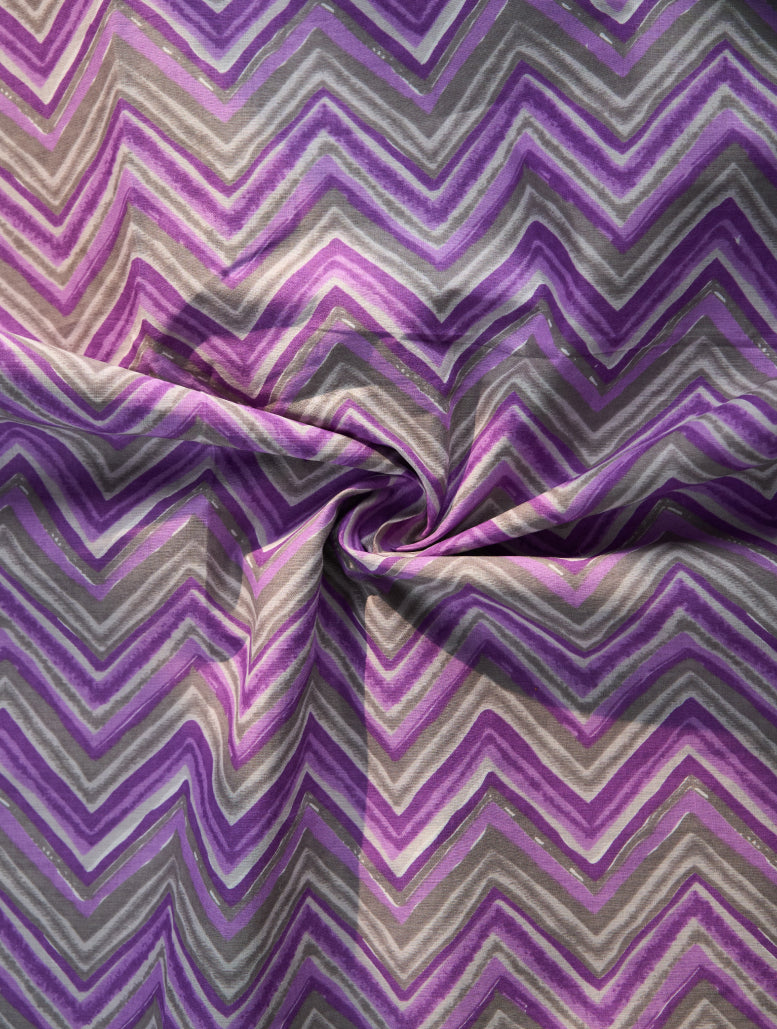 Fabric with purple and gray zigzag pattern