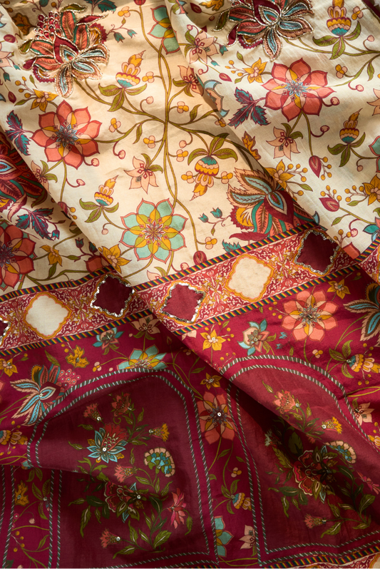 Unstitched fabric floral printed 