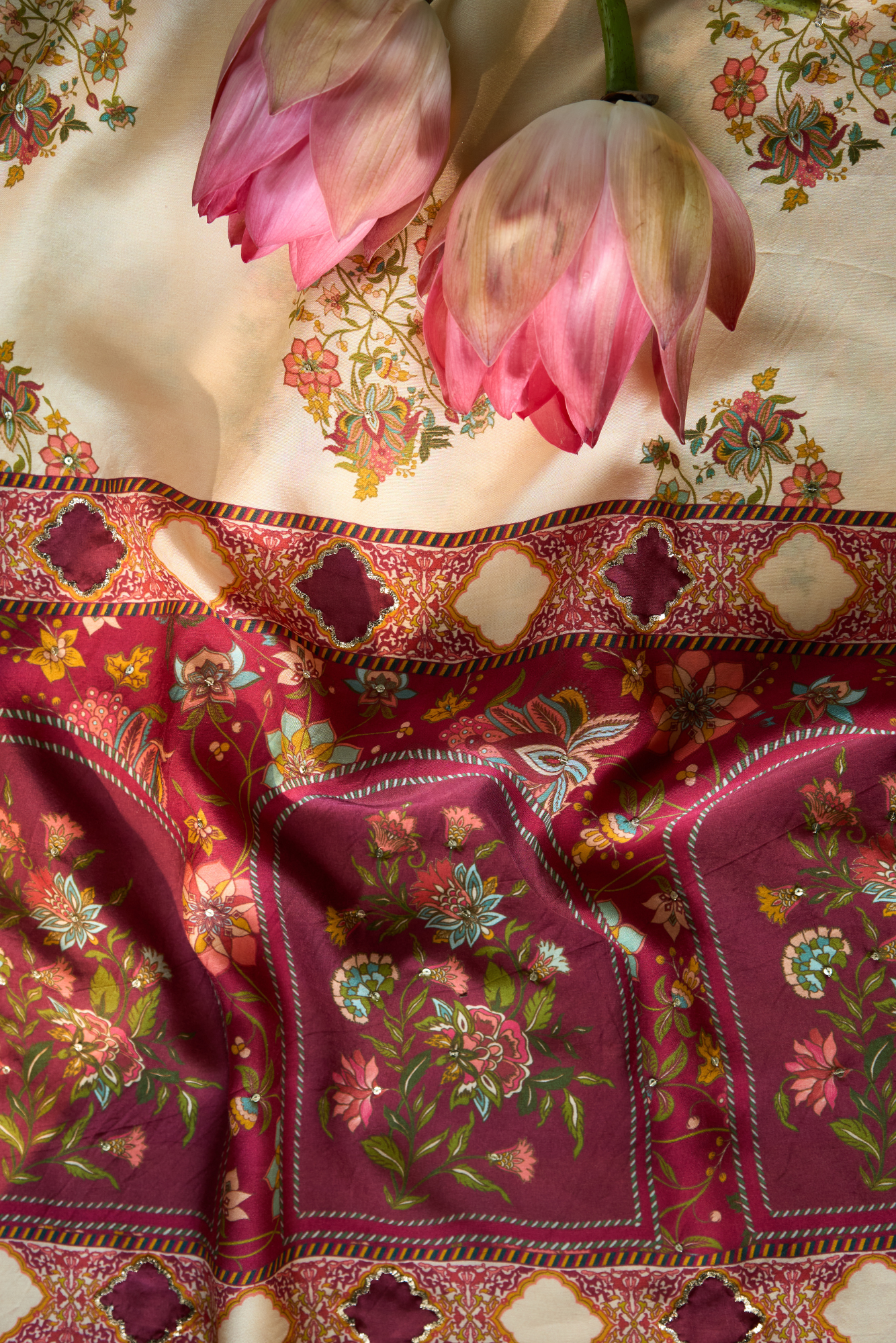 Unstitched Cotton silk fabric