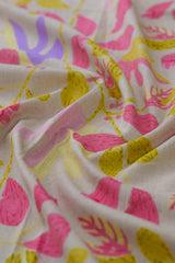 Close-up of colorful floral patterned fabric.