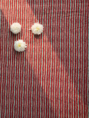 Striped fabric with red and blue striped background