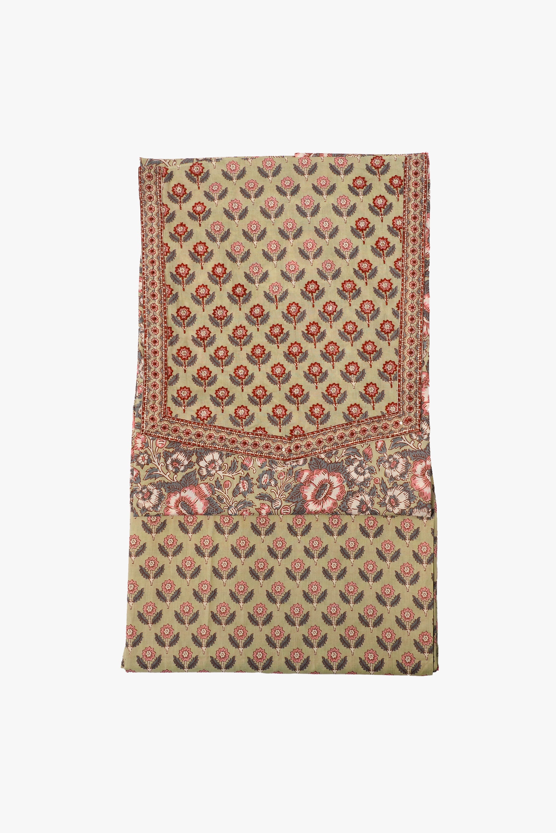 Decorative fabric with floral pattern on a white background
