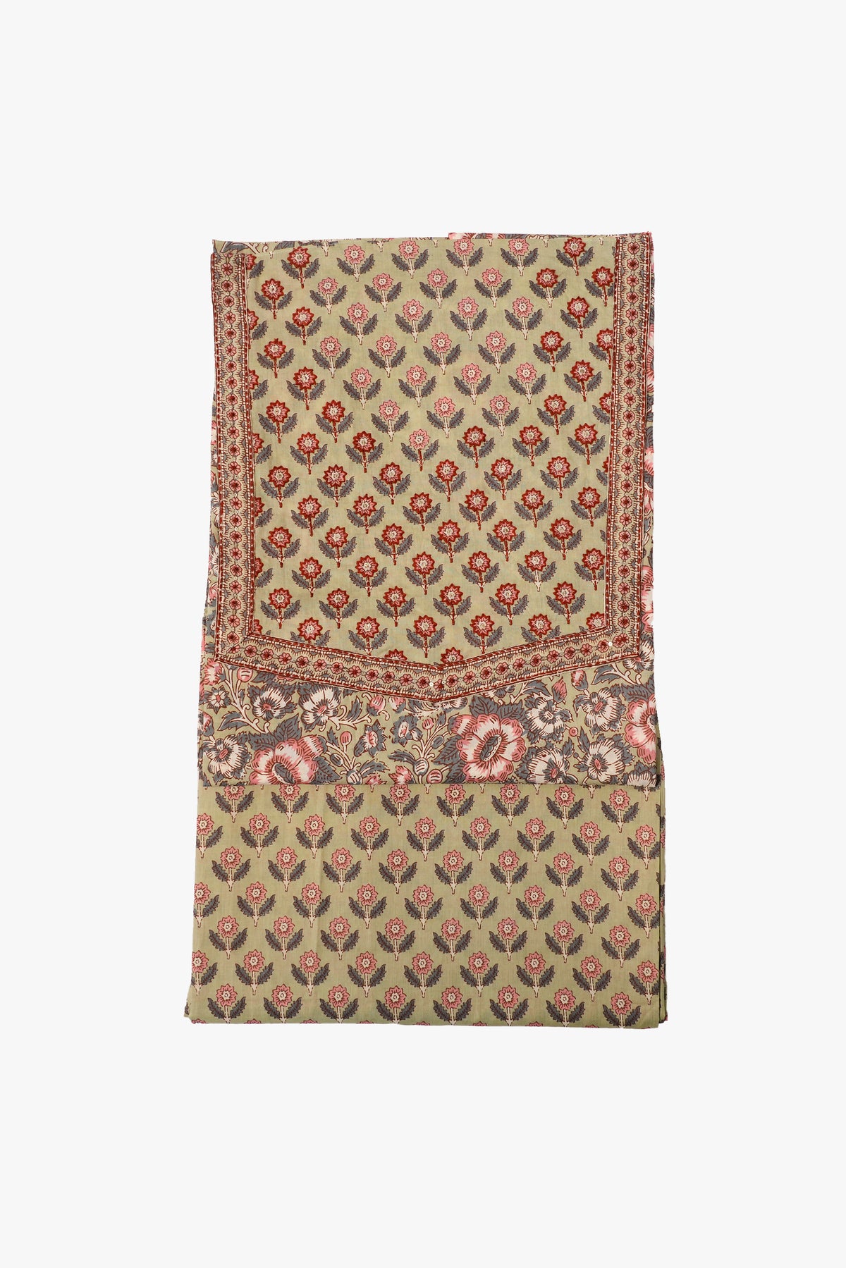 Decorative fabric with floral pattern on a white background