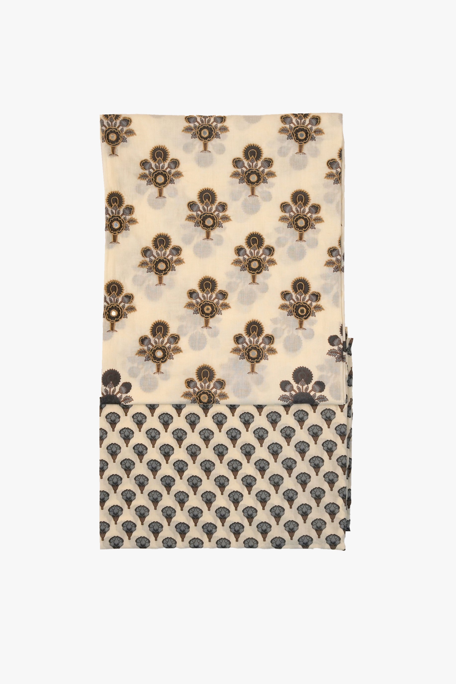 Decorative fabric with a floral pattern on a beige background