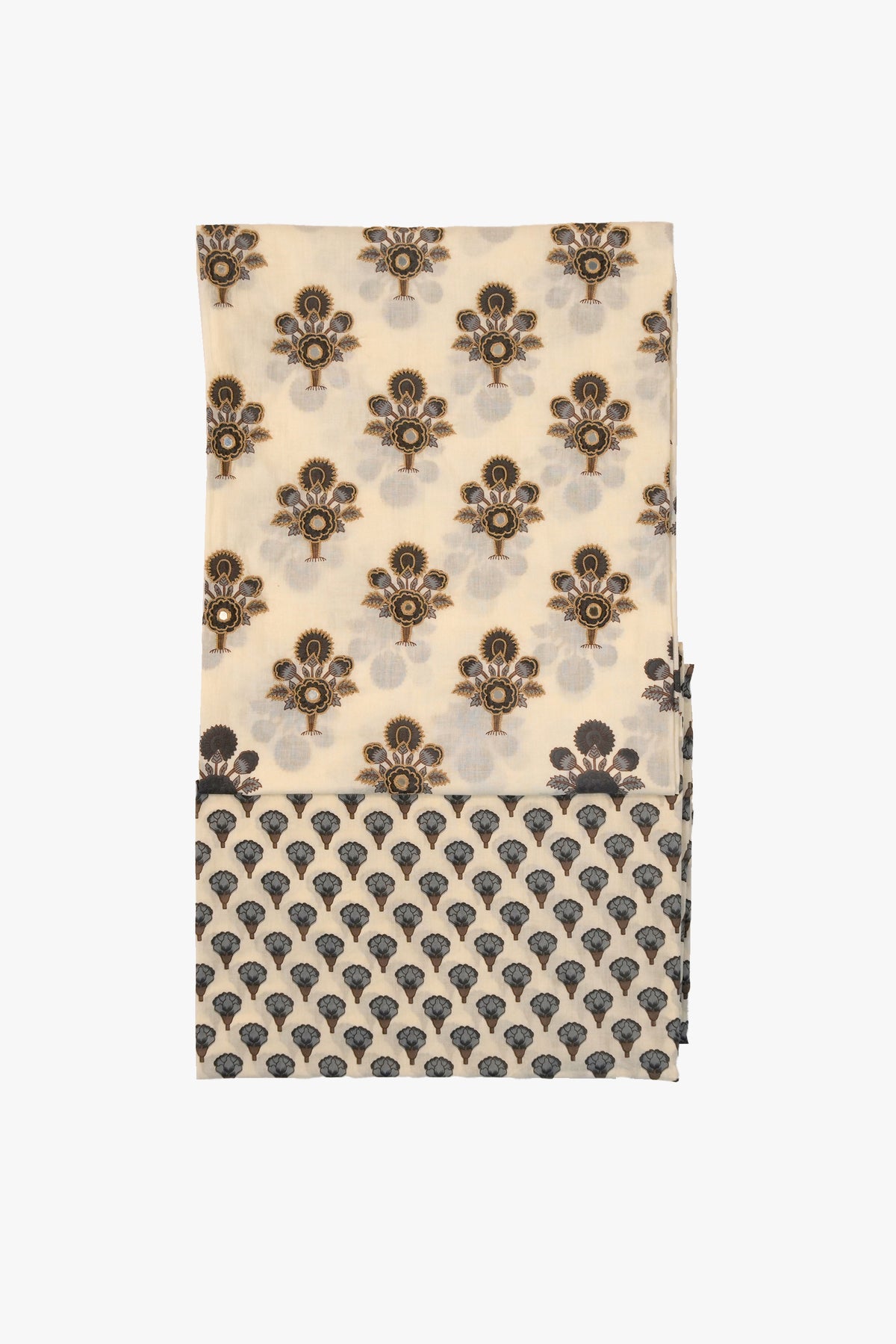 Decorative fabric with a floral pattern on a beige background