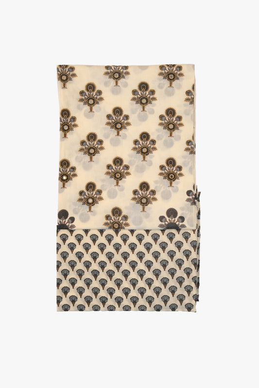 Decorative fabric with a floral pattern on a beige background