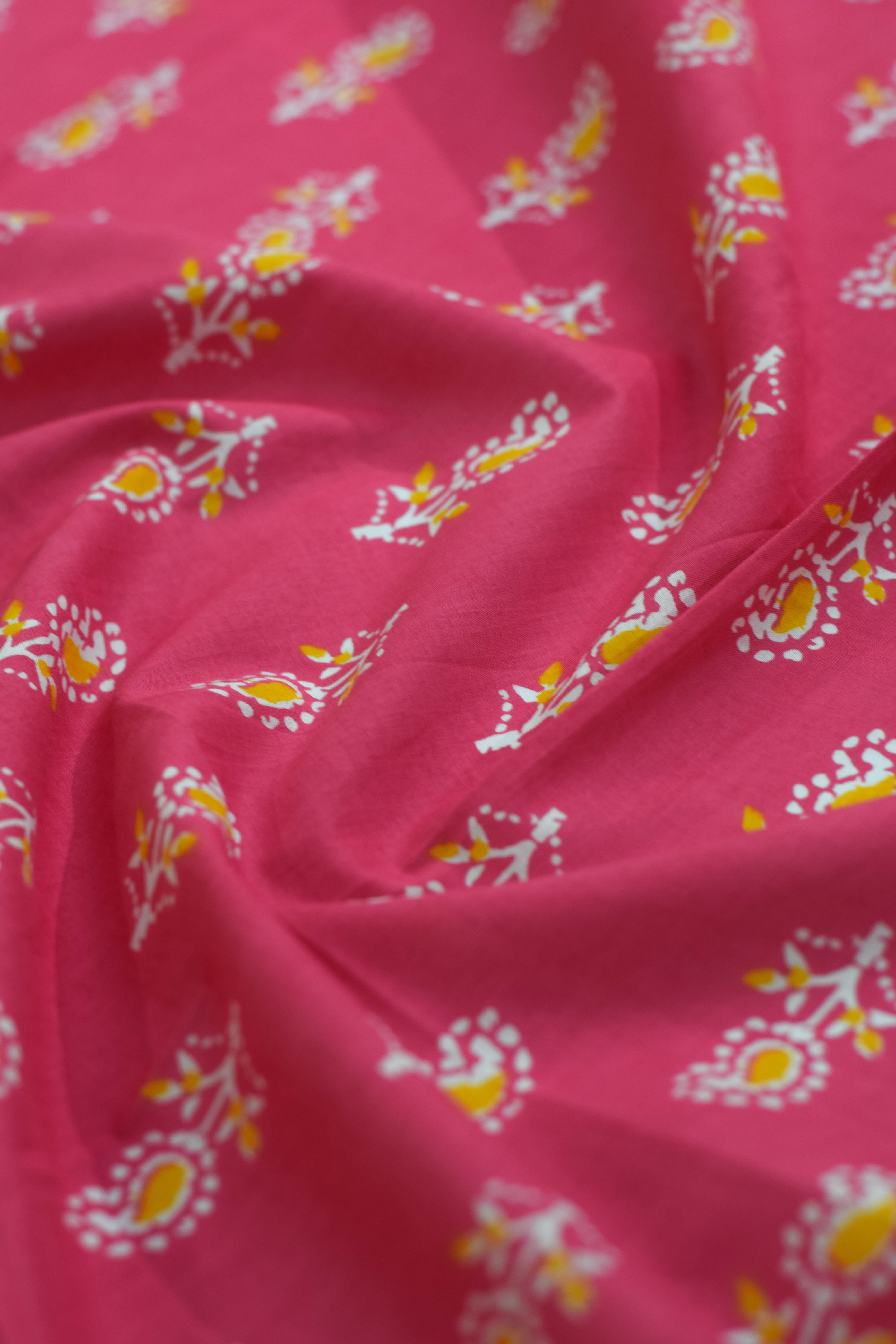 Pink fabric with floral patterns