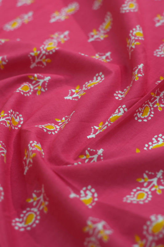 Pink fabric with floral patterns