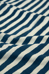 Close-up of blue and white striped fabric