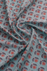 Floral patterned fabric with blue background